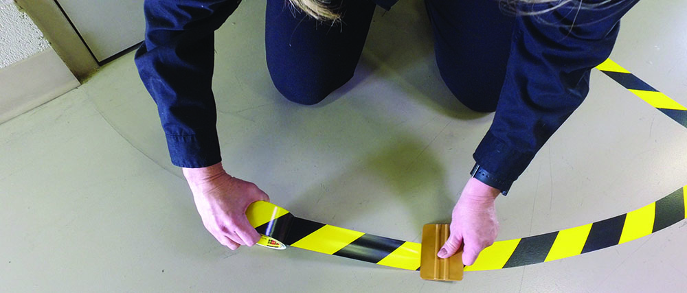 Industrial marking tape used to identify work zones and hazard points needs to be tough enough to handle the wear and tear of foot traffic, forklifts and workers dragging pallets. | Photo courtesy of 3M