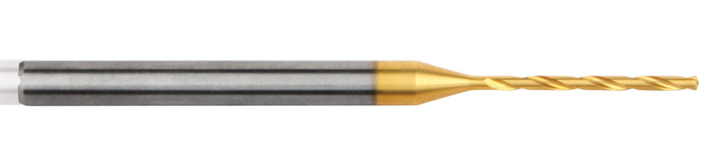 The GOdrill microdrills feature a multilayer TiAlN-based coating for high-heat hardness.